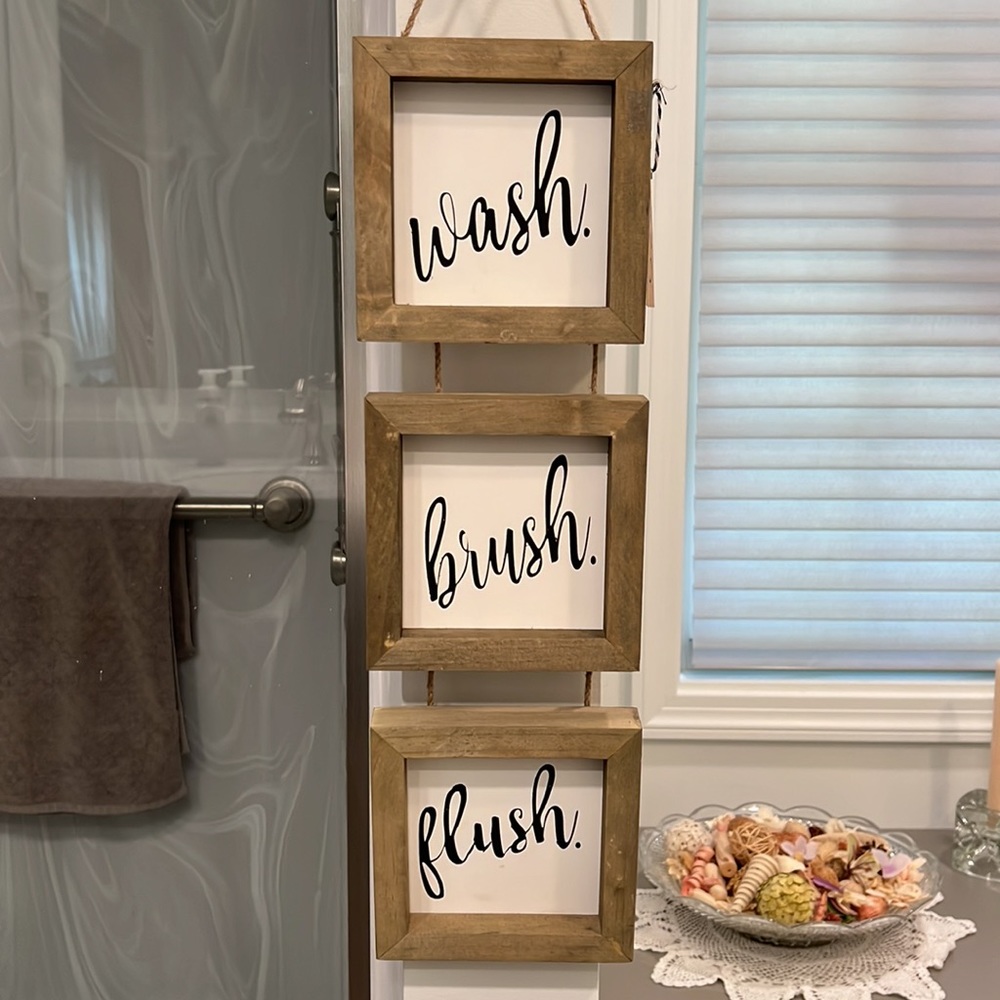 Wash. Brush. Flush. Bathroom Decor